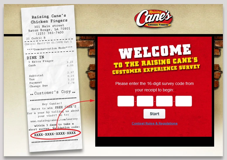 Raisingcanes.com Survey Rewards